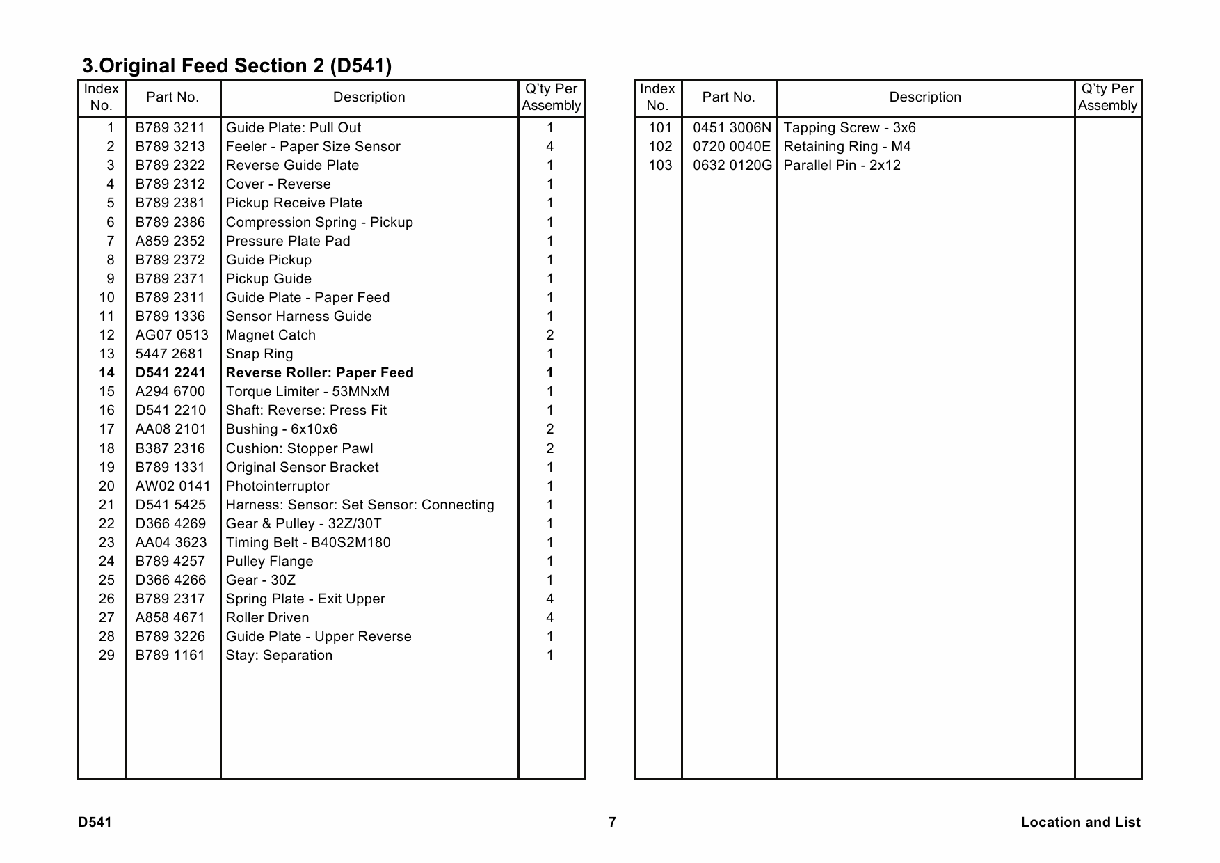 RICOH Options D541 ARDF-DF3050 Parts Catalog PDF download-3